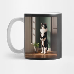 Intriguing portrait of Mon Chat standing in light and dark Mug